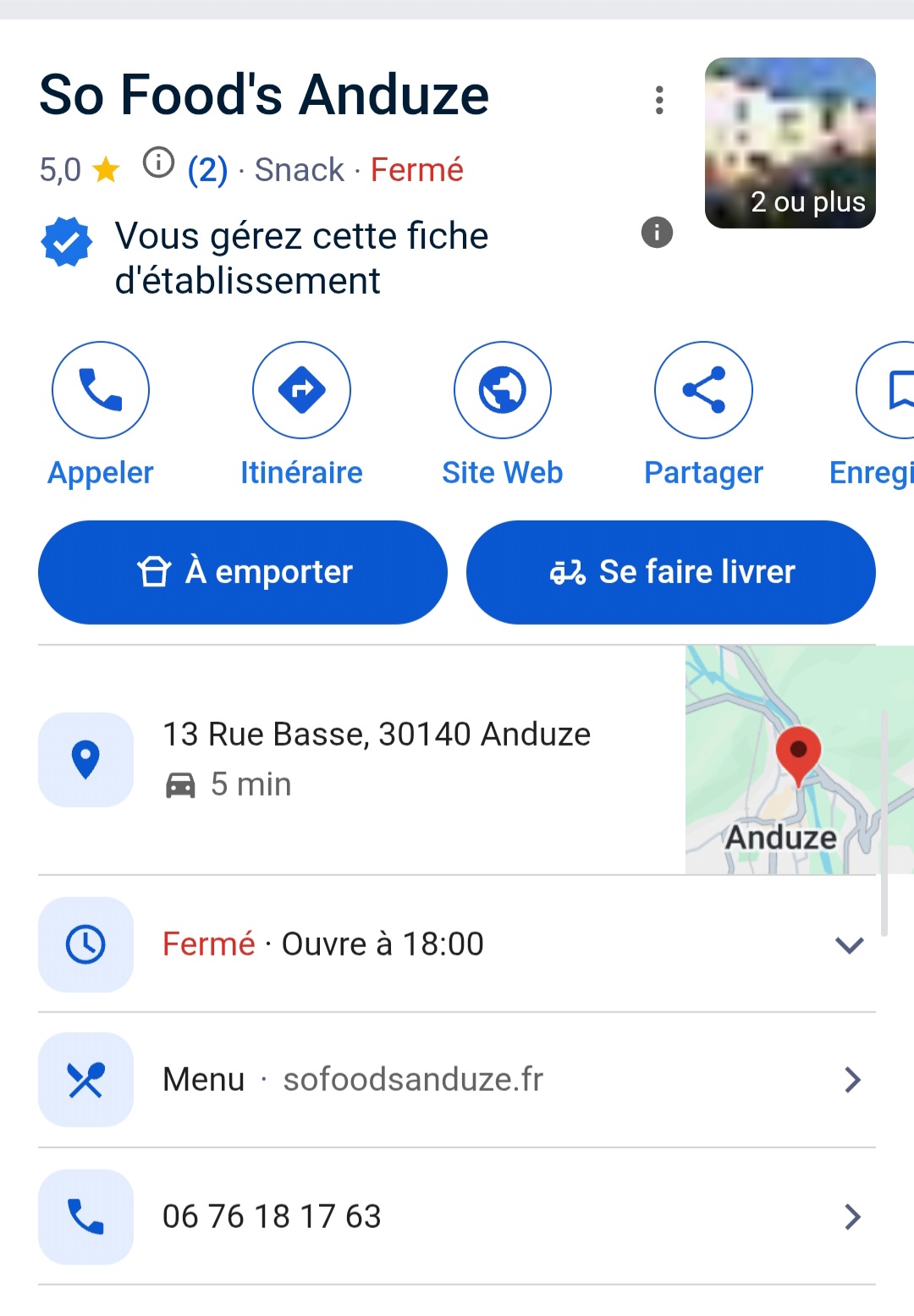 Fiche Google Business So Food's