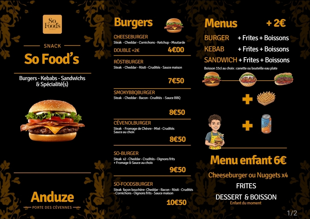 Menu recto So Food's